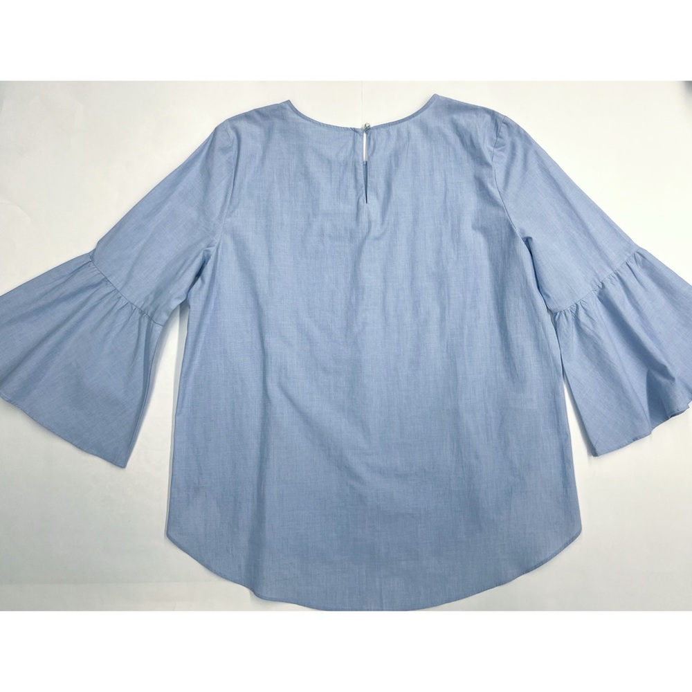 Sky Blue 3/4 Sleeve Faux Pearl Blouse - Picture 12 of 15